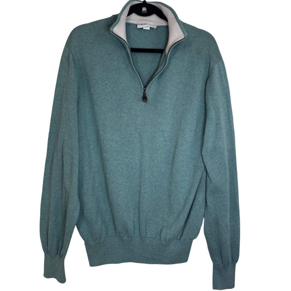 Puritan Cape Cod Mens Quarter Zip Pima Cotton L‎ Sweater Layers 2010s Coastal